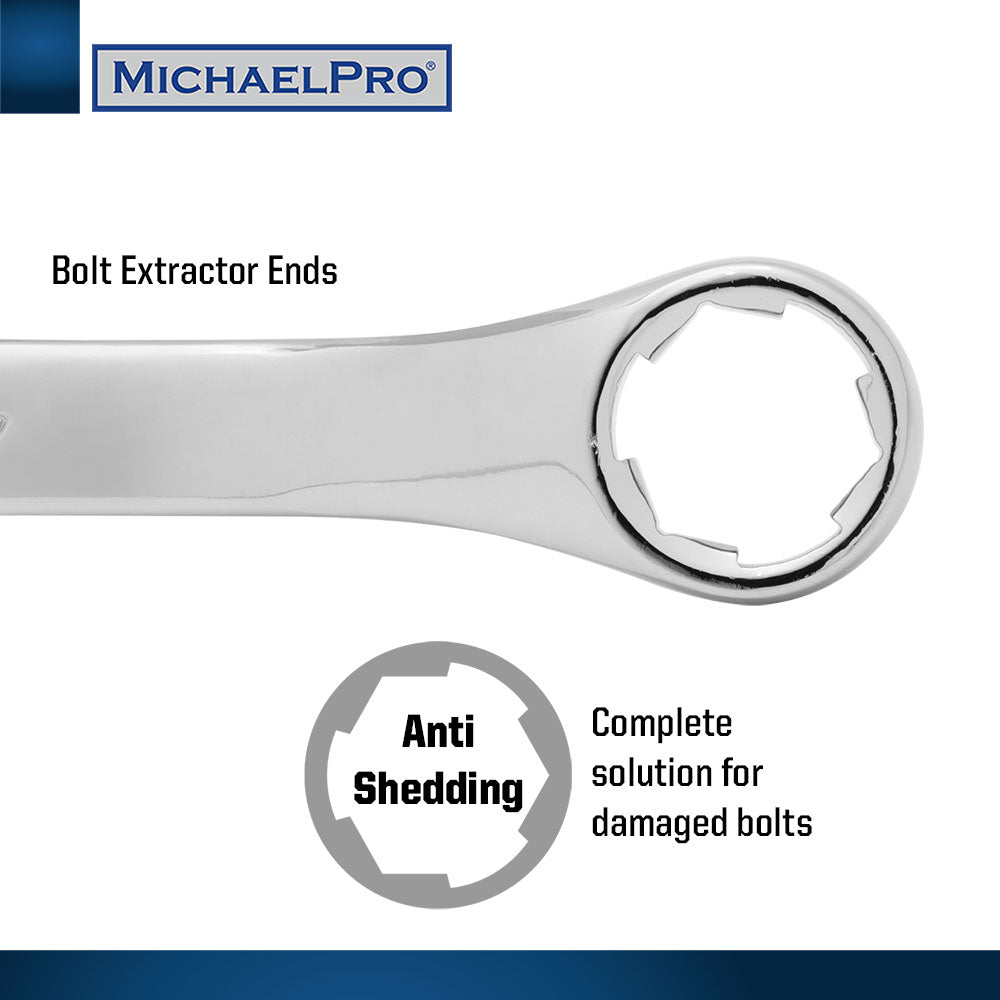19-Piece Bolt Extractor Offset Wrenches and Cushion Grip Sockets Set in Standard SAE & Metric Sizes (MP001212)