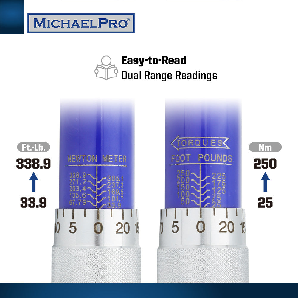 1/2" Drive Click Torque Wrench, 25 – 250 ft-lb (MP001221)