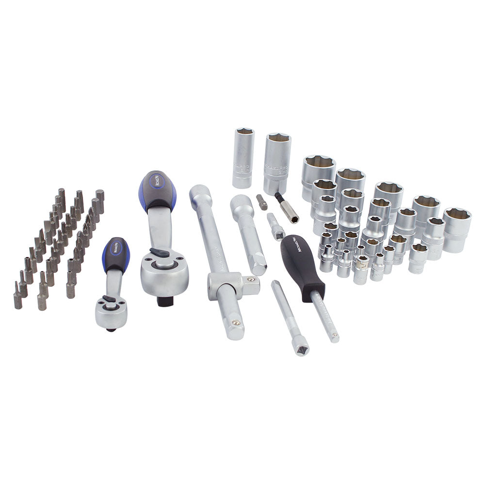 70-Piece 1/4 Inch & 1/2 Inch Dr. 72T Socket Set, Metric With Storage Case(MP005010)