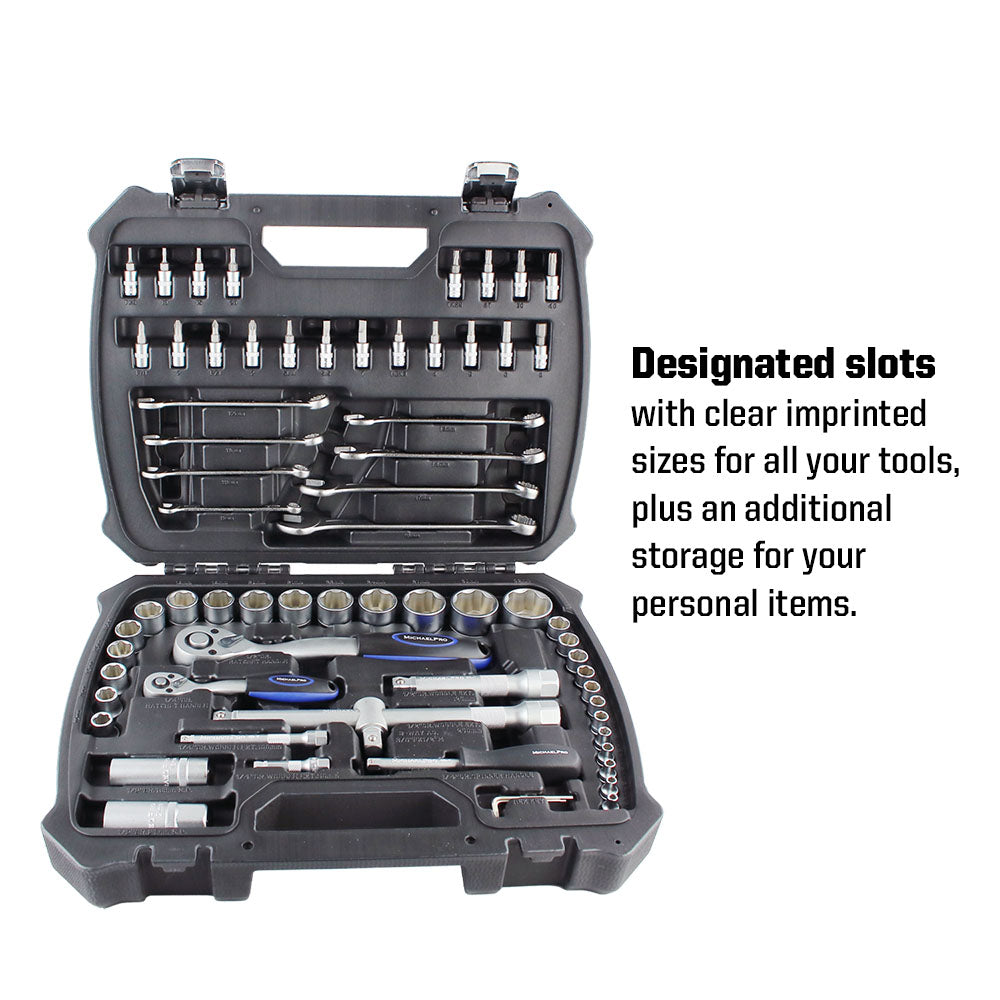 68-Piece 1/4" & 1/2" Dr. 72T Socket Set Metric With Storage Case(MP005016)