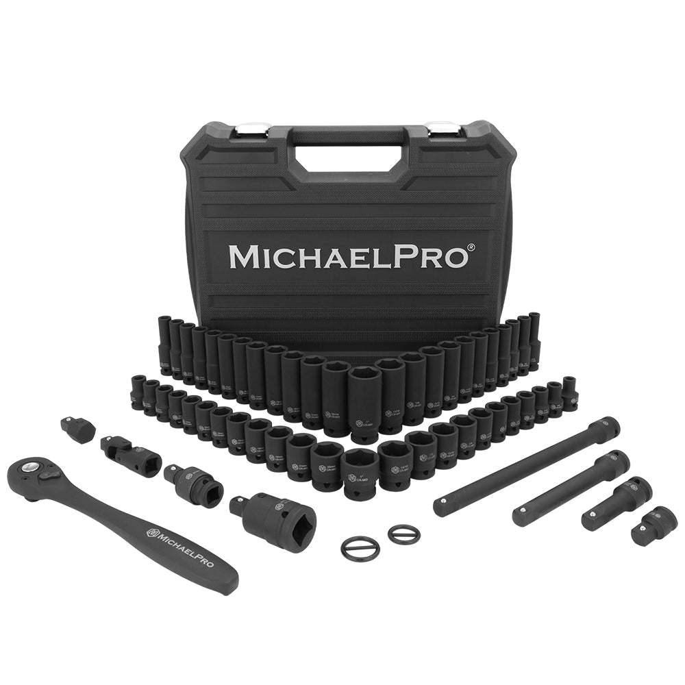 60-Piece 1/2"Drive Impact Socket Set in Standard SAE & Metric Sizes (MP005034)