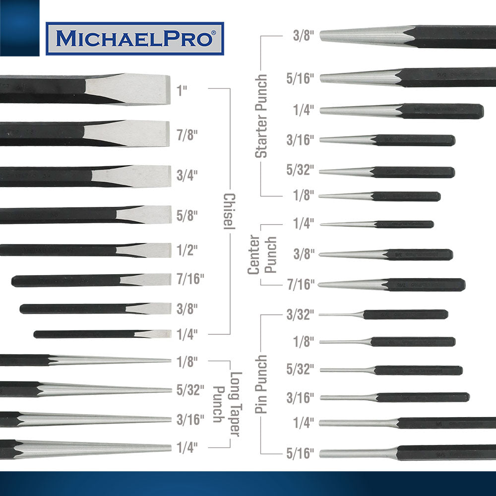 27-Piece Chisel and Punch Set, Heavy Duty (MP010031)
