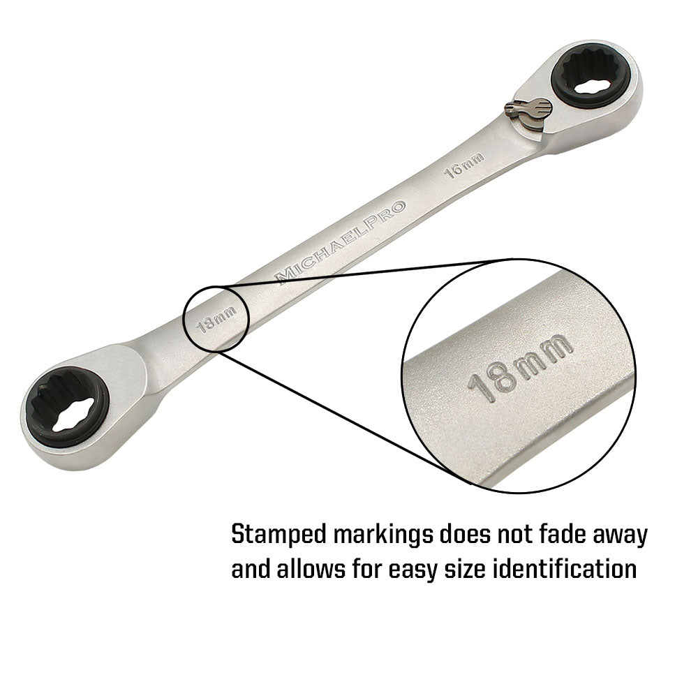 4 in 1 Ratchet Wrench Set, 12 Sizes in 3 Piece Wrenches, Metric(MP001163)