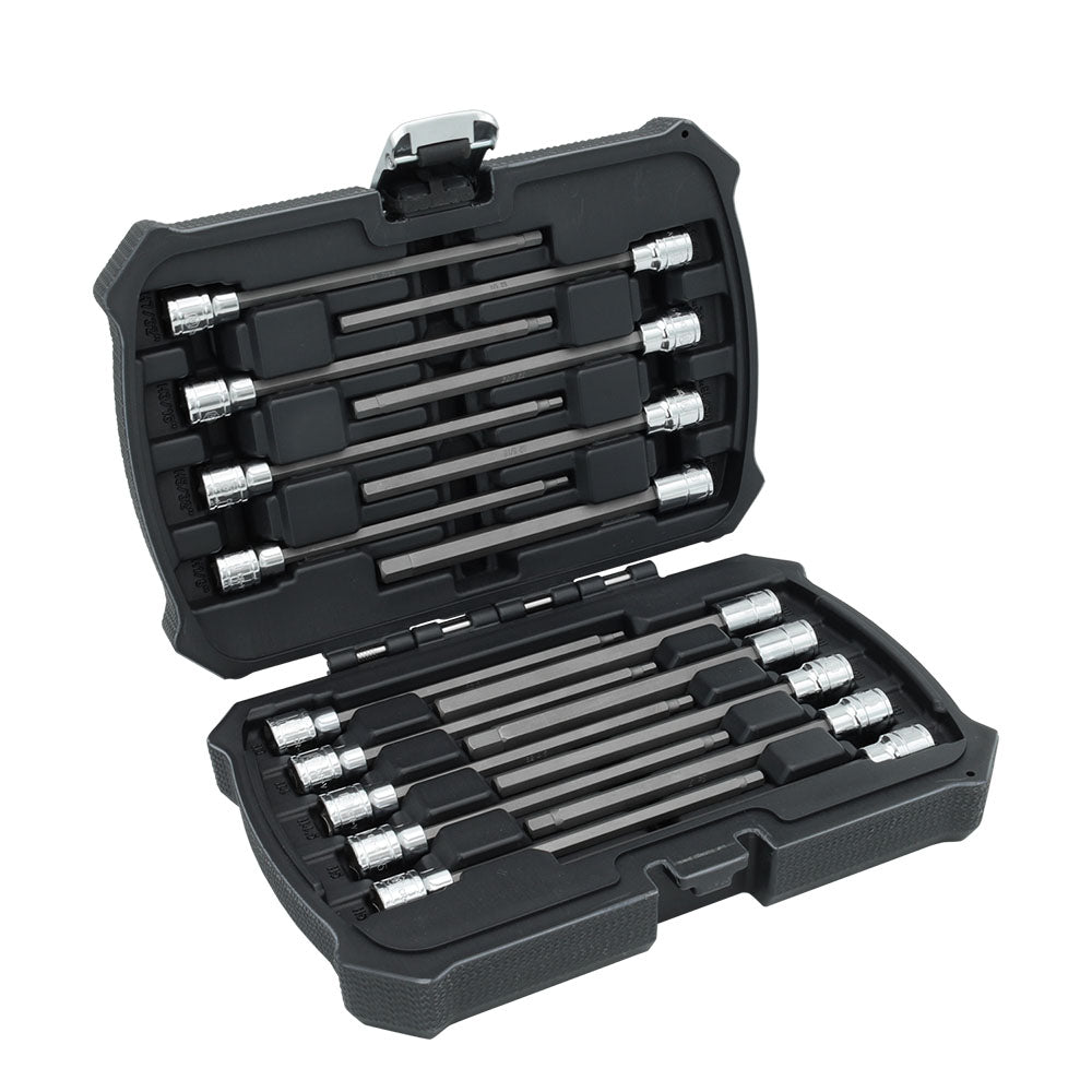 18-Piece 3/8”Drive 6-Inches Long Hex Bit Socket Set in Standard SAE & Metric Sizes (MP012020)