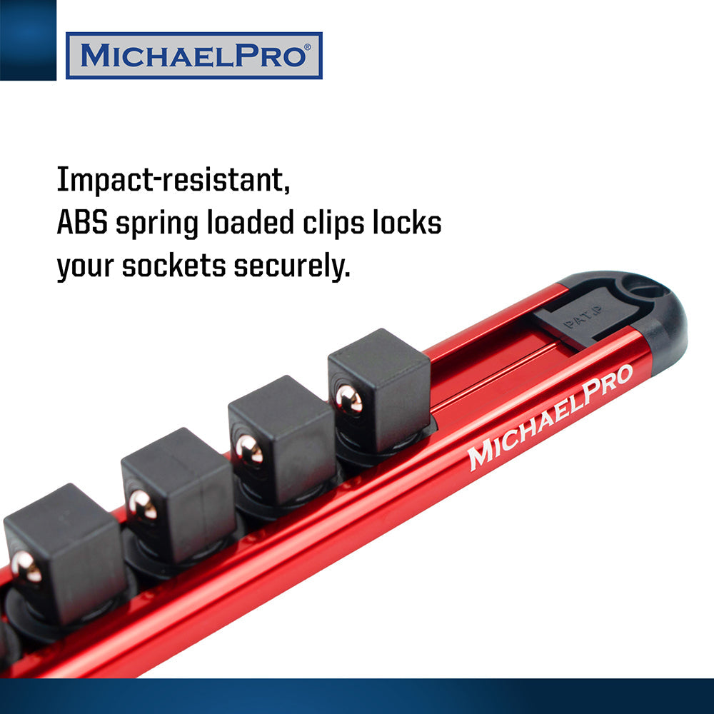 3-Piece Aluminum Socket Organizer Rail Set- 1/4", 3/8", and 1/2" (MP014001)