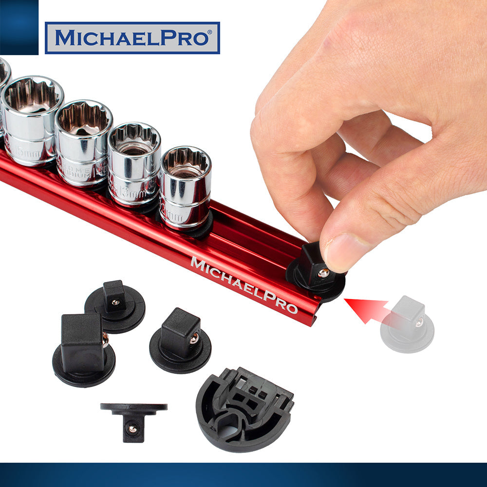 3-Piece Aluminum Socket Organizer Rail Set- 1/4", 3/8", and 1/2" (MP014001)